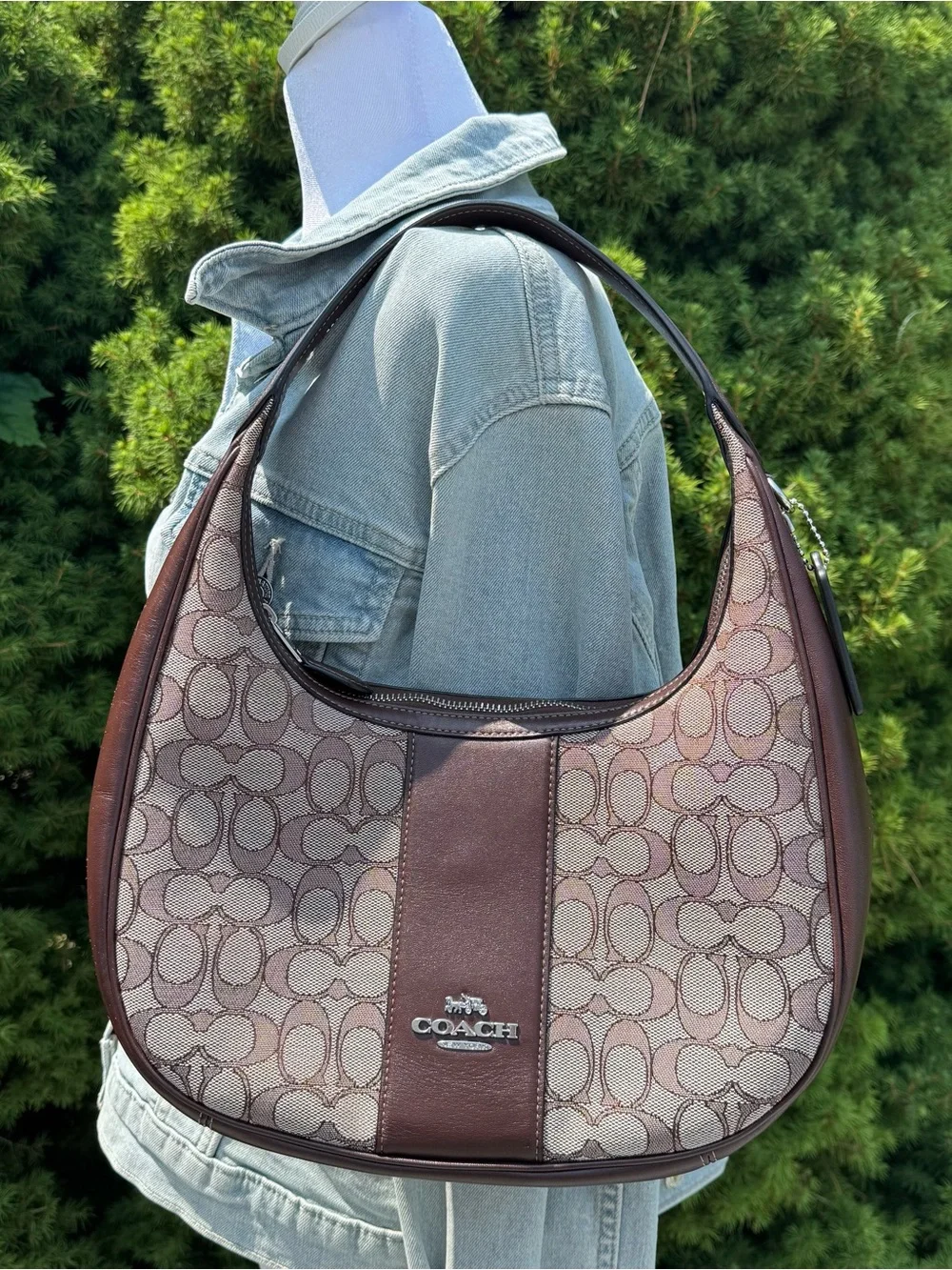 Coach Carmen Brown Signature Hobo Bag - Iconic Canvas and Leather